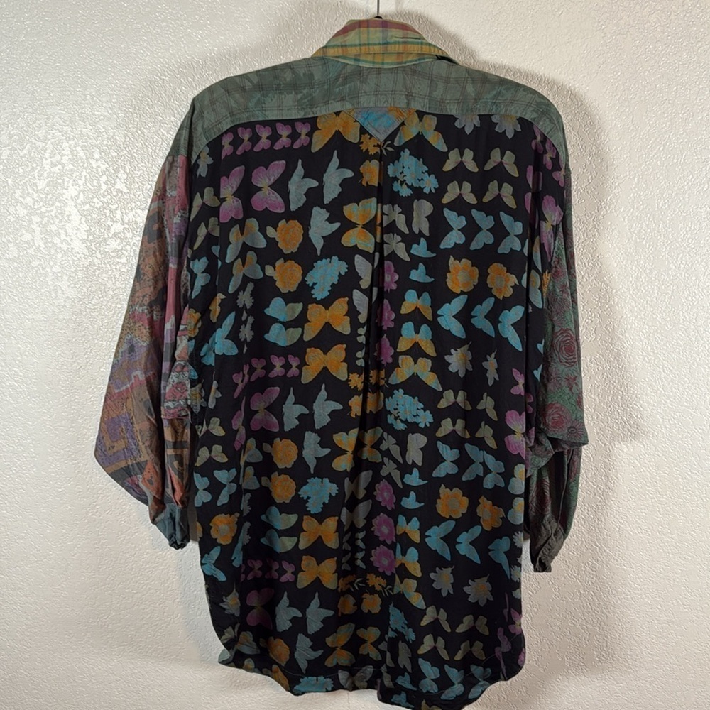 Calamo Made in Italy Patchwork Over-shirt Artsy Lagenlook Size Large